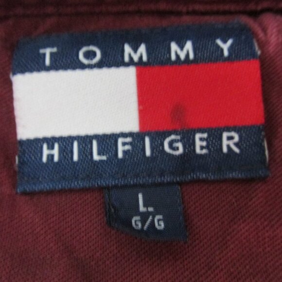 Tommy Hilfiger Button Down Shirt Mens Large Red White Check Long Sleeve Collared - Picture 2 of 5